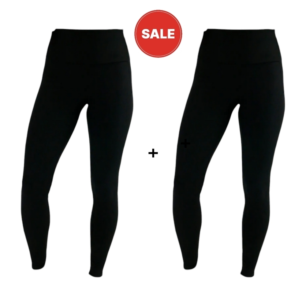 2 Grace & Lace Midweight Daily Leggings Blk Pockets Women's XL 14/16‎ Ath…
